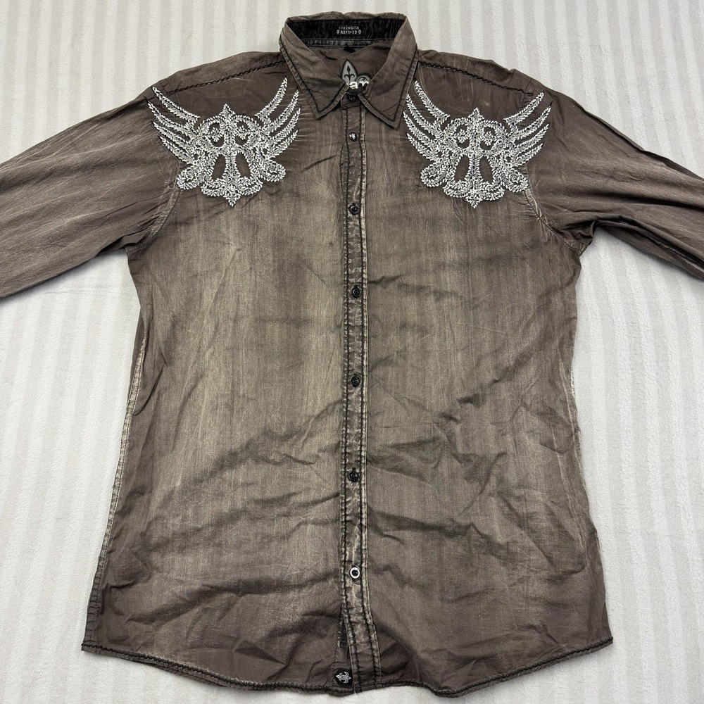 Roar Strength Refined‎ Embroidered Button Down Shirt Men's Large Long Sleeve